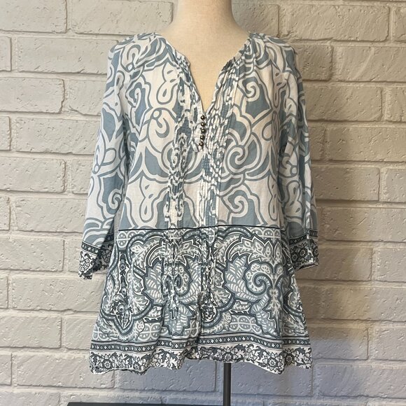 Soft Surroundings cotton tunic with ¾ sleeves women’s size M - Picture 1 of 6